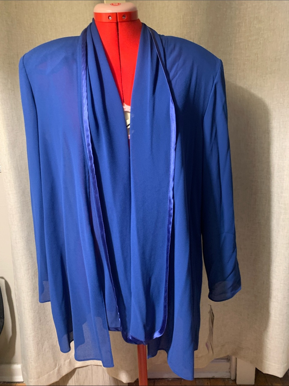 Jeffrey & Dara Royal Blue Sheer Open Front Drape Cardigan
